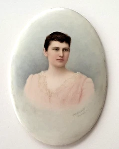 Otto Eckardt porcellana dipinta antica vittoriana storica americana Roosevelts - Foto 1 di 6