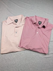 Camisa FootJoy Para Hombre Gran Lote 2 Polos de Golf Rosa Rendimiento Elásticos Rayas - Imagen 1 de 16