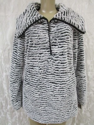 Chaqueta de piel sintética Adrienne Landau blanca negra manga larga talla S nueva con etiquetas Foto 1 de 4