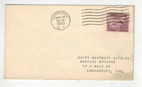 1933 GEORGE WASHINGTON NEWBURGH NY HEADQUARTERS 727 FDC INTERESTING ADDRESS Cover