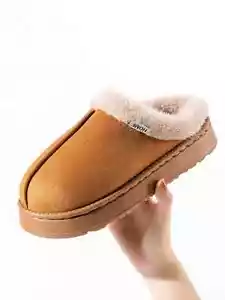 Women's Fluffy Slippers With Thick Sole, Warm Plush Lining, Anti-Slip, Suitable - Picture 1 of 18
