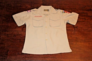Boy Scouts of America BSA Youth Shirt Tan Large Vented Poly Microfiber Soft - Picture 1 of 6