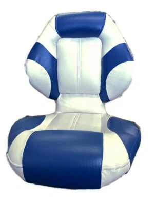 Asiento de barco plegable muy elegante de alta resistencia blanco/azul centrado. Foto 1 de 4