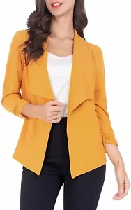 AUQCO Casual Open Front Blazer for Women Work Office Business Jacket Ruched... - Picture 1 of 1