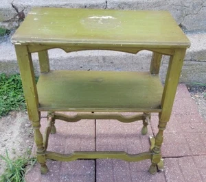 Antique Rustic Solid Wood Two-Tier Side/End Table - Please Read - Picture 1 of 14