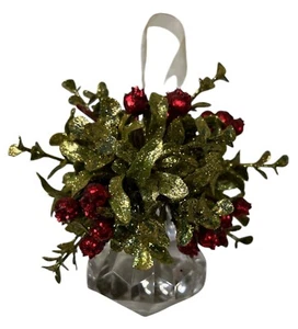 Ganz Mistletoe Kissing Krystal Faceted Jewel Ornament Christmas - Picture 1 of 6