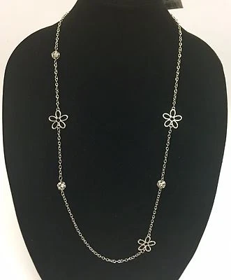 NUEVO COLLAR DE ESLABONES DE CADENA ADIVINA TONO PLATA FLOR + BOLA DE CRISTAL, ENCANTO, BOLAS Foto 1 de 2