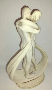 Nude Couple First Kiss Alabaster Statue Figurine Teardrop Love Embracing #3-B - Picture 1 of 5