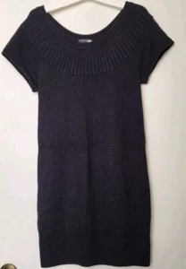 H&M Sweater Dress Womens Size XS Black Pullover Knee Length Short Sleeve - Picture 1 of 4