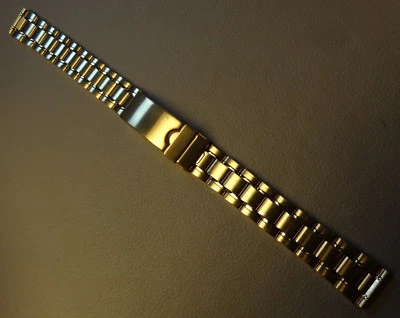 New Womens Hirsch 14mm Gold Tone Security Tri Fold Sealock Bracelet Watch Band - Image 1 of 4