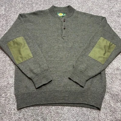 Cabelas Vintage Lana Henley Suéter Para Hombre Grande Oliva Codo Parches Caza EE. UU. Foto 1 de 4