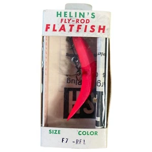 Vtg Helin's Fly Rod Flatfish Lure F7-RFL 4 Treble Hooks Fluorescent Red - Picture 1 of 5