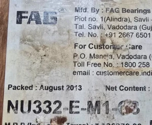 NU332 E M C3 Cylindrical Roller Bearings NEW OPEN FAG INDIA RUSTED NU332-E-M1-C3 - Picture 1 of 7