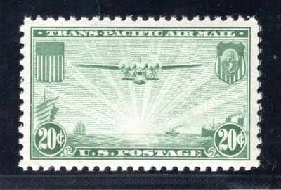 US # C21 (1935) 20 cent-MNH-Grade: XF-Sup 95 (with cert.) China Clipper airplane - Image 1 of 3