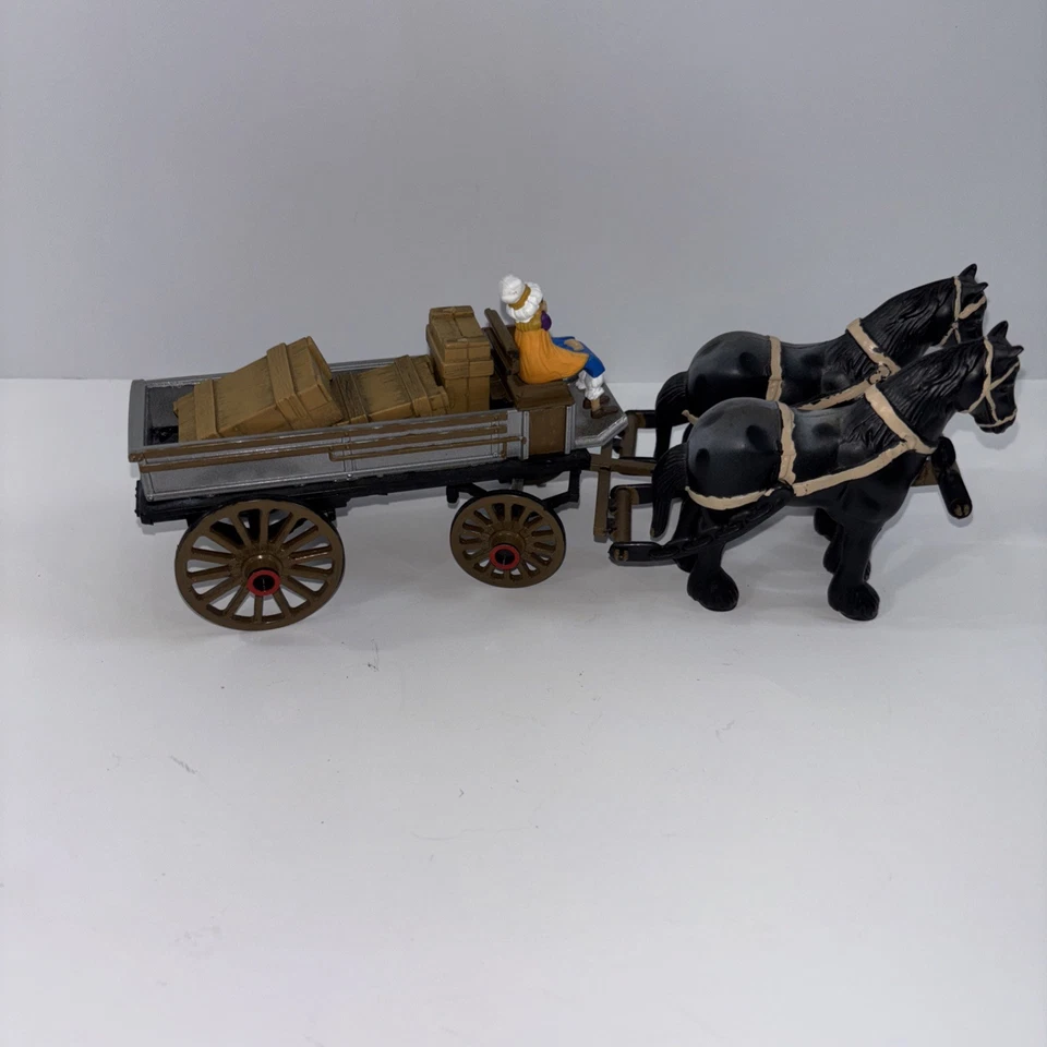 Vintage 1991 Ertl Die Cast Horse Drawn Wagon #8 With Rider & Crates - Image 1 of 4