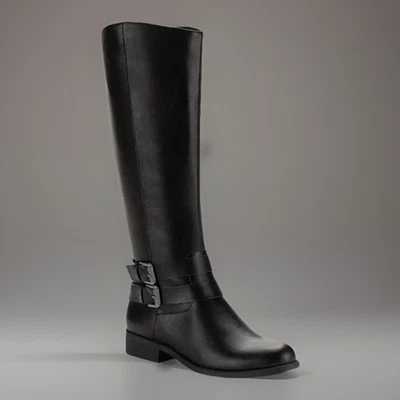 NUEVO CON ETIQUETAS Style & Co Negro Maliaa Pantorrilla Ancha Hebilla Montar Botas Hasta la Rodilla Para Mujer 7 Foto 1 de 4