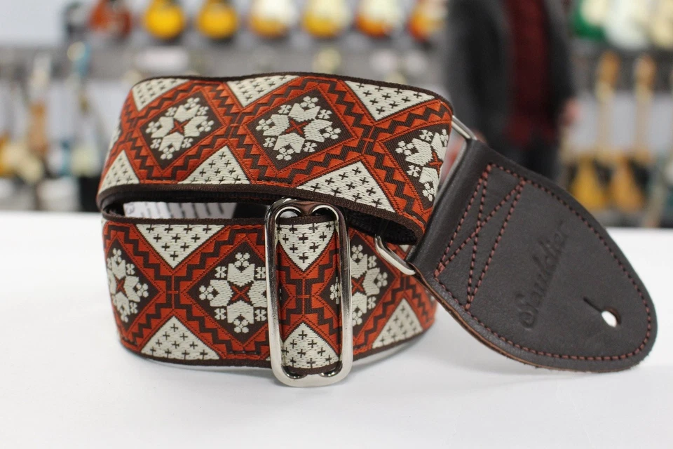 Correa de guitarra Souldier "Flor rústica" con extremos de cuero marrón *Envío gratuito... Foto 1 de 1