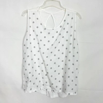 Cotton Linen Polka Dot Top Womens Medium Minimalist Coastal Beachy Lagenlook  - Image 1 of 4