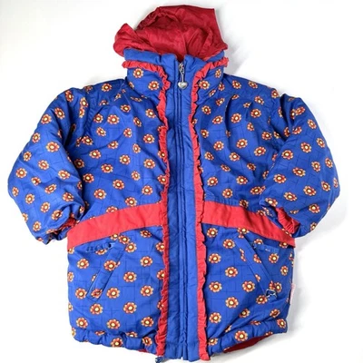 OBERMEYER Vintage “I Grow” Ski Coat Jacket Size 5 Red Blue Floral Heart - Image 1 of 4