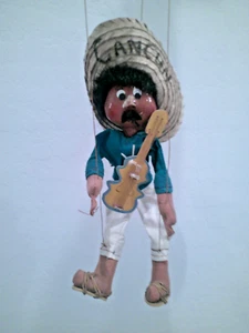 Vintage! Marionette Mexican Mariachi Puppet Man Playing Guitar Cancun Mexico Toy - Picture 1 of 10