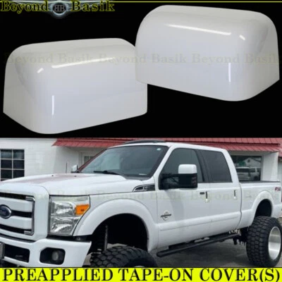 2008-2013 2014 2015 2016 FORD F250 F350-F550 Mirror COVERS Z1 YZ OXFORD WHITE - Image 1 of 4