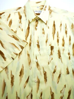 GEORG ROTH RAYON BUTTON SHIRT -L- YELLOW TAN RETRO WILD ANIMAL STRIPE GERMANY - Image 1 of 4
