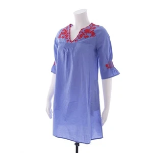 Madewell Embroidered Breeze Dress Womens XXS Blue Red G7784 - Picture 1 of 8