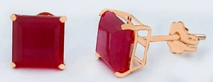 GENUINE 1.94 Cts RUBY STUD EARRINGS 14K ROSE GOLD - Free Appraisal Service - Picture 1 of 8