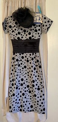 Black Grey Polk A Dot Retro Pinup Pencil Dress Bird Cage Hat Rockabilly Women’s - Image 1 of 4