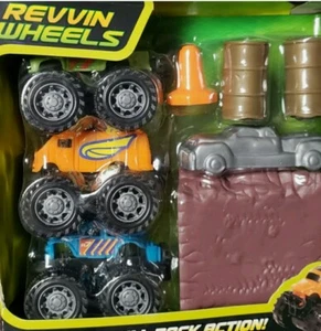 Revvin Wheels Pull Back Action Vehicles, 8pc Monster Jam Trucks With Accessories - Picture 1 of 3