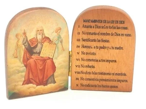 Placa de madera de los Diez Mandamientos en español, hecha en Italia - Imagen 1 de 3