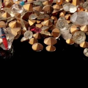 Lot Czech vintage foiled crystal clear multicolor glass rhinestones and beads - Picture 1 of 3