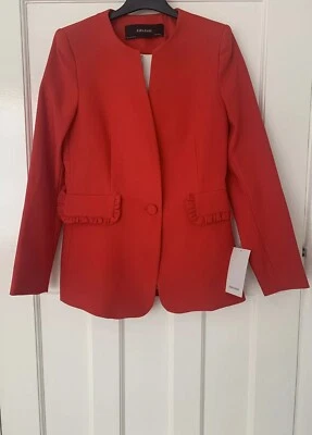 ZARA RED SINGLE-BREASTED SHORT BLAZER WITH FRILL POCKETS SIZE S BNWT - Image 1 of 4