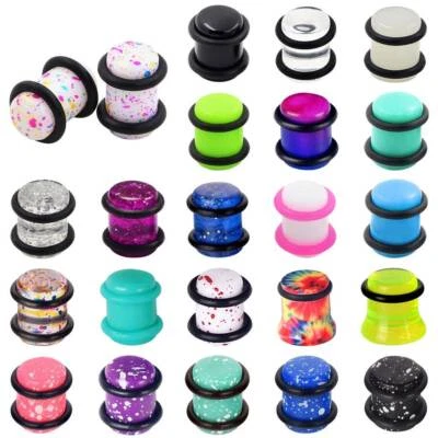 18件装仪表套件亚克力锥形塞14G-20毫米耳拉伸套装O形环耳环 — 第 1/4 张图片