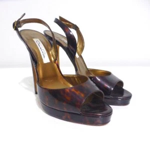 OSCAR de la RENTA Women's Shoes Sz 39 Leather High Heel Sandals Made in Italy - Picture 1 of 12
