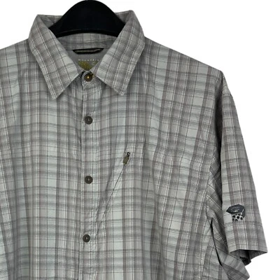 Mountain Hardwear Mens L Wicking Vented Hiking Short Sleeve Shirt Gray Plaid - Image 1 of 4