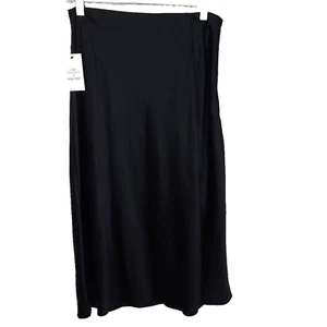 Cara Santana Nine West Slip Skirt Size M Black Side Zip Elastic Waist Whimsigoth - Picture 1 of 18