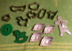 ANTIGUOS MOLDES DE CORTADOR DE GALLETAS NAVIDEÑAS DE METAL DE COLECCIÓN - LOTE DE 13 - Imagen 1 de 6
