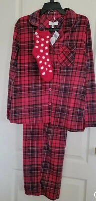 NUEVO CON ETIQUETAS Para mujeres Karen Neuburger Polar PANTALONES PIJAMA 2 Piezas Conjunto Talla L Cuadros Foto 1 de 4