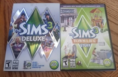 Sims 3 Lot- Deluxe & Town Life Stuff (PC/Mac, 2010/2011) COMPLETE *FREE SHIPPING - Image 1 of 4
