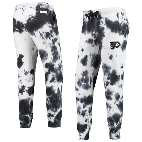 Women's DKNY Sport White/Black Philadelphia Flyers Melody Tie-Dye Jogger Pants Cover