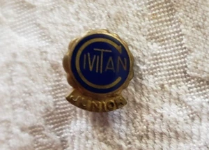 Vtg Gold Lapel Pin CIVITAIN JUNIOR Round 1/2" approx - Picture 1 of 9