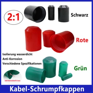 Kabel Schrumpfschlauch Endkappen Schwarz Rot/Grün Isolierung Kabe Dia. 8mm-90mm - Picture 1 of 13
