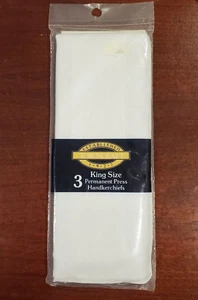 Packung 3 Vintage Herren TOWNCRAFT Taschentücher KING SIZE Taschentücher XL JC Penney WEISS - Bild 1 von 5