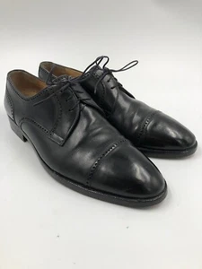Tanino Crisci dress shoes black leather cap toe oxfords size 9.5 hard sole - Picture 1 of 5