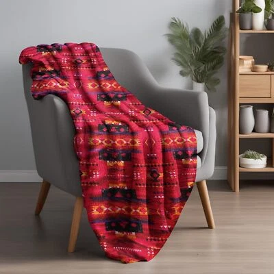 Manta de felpa del suroeste, tiro azteca suave con 10 opciones de color reversibles Foto 1 de 3