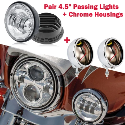 4.5" LED Fog Lights Houisng Bucket For Honda Shadow VT VT1100 VT750 VT600 VF750 - Image 1 of 4