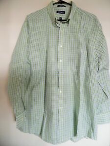 MEN'S RALPH LAUREN CHAPS GREEN PLAID CLASSIC FIT DRESS SHIRT SZ 17-17 1/2 