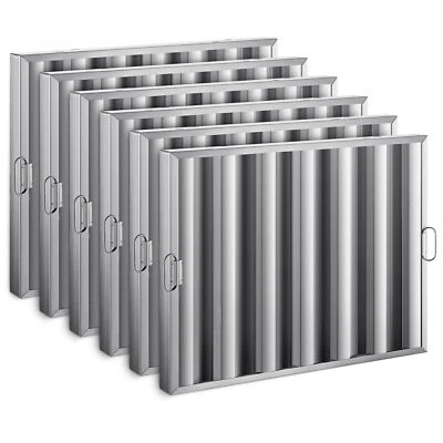 WILPREP 6-Pack 20"x25" Commercial Exhaust Hood Grease Filters 6-Grooves Baffles - Image 1 of 4