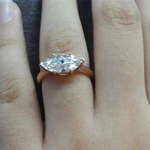 2ct Simulated Diamond Engagement Ring Classic Solitaire Rose Gold Plated - Picture 1 of 11